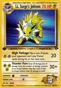 Lt. Surge's Jolteon (Gym Challenge) Light Play 1st Edition