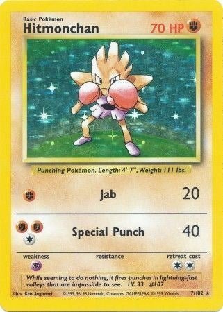 Hitmonchan (Base Set) Damaged / Poor Holofoil - Nick Nack's Full Frontal Attack