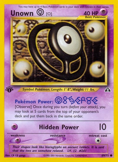 Unown (O) (Neo Discovery) Damaged / Poor 1st Edition