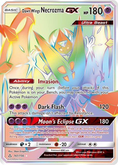 Dawn Wings Necrozma GX (Secret Rare) (SM - Ultra Prism) Near Mint Holofoil - Nick Nack's Full Frontal Attack