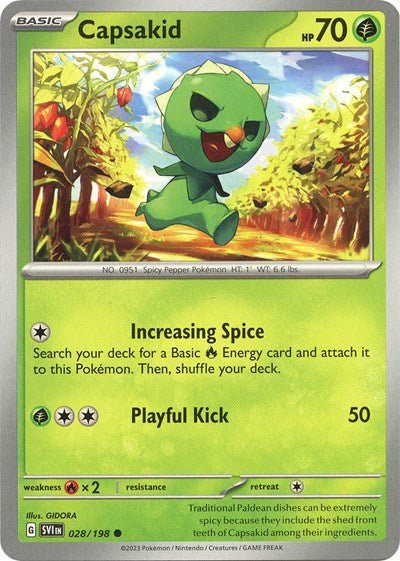Capsakid - 028 (Scarlet and Violet: Base Set) Near Mint - Nick Nack's Full Frontal Attack