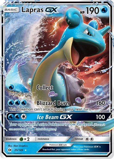 Lapras GX (SM Base Set) Near Mint Holofoil - Nick Nack's Full Frontal Attack