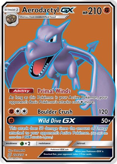Aerodactyl GX (Full Art) (SM - Unified Minds) Near Mint Holofoil - Nick Nack's Full Frontal Attack