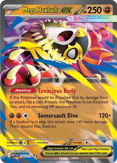 Mega Hawlucha ex - 116 (ME: Ascended Heroes) Near Mint Holofoil