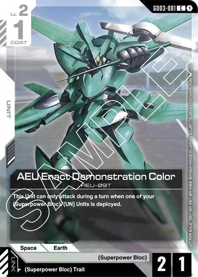 AEU Enact Demonstration Color (Store Tournament Participant Pack 03) (Gundam Promotional Cards) Near Mint Holofoil - Nick Nack's Full Frontal Attack