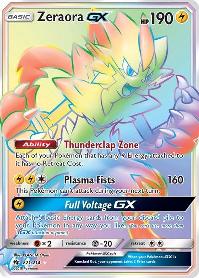 Zeraora GX (Secret) (SM - Lost Thunder) Near Mint Holofoil - Nick Nack's Full Frontal Attack