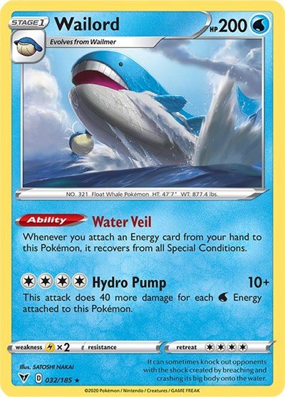 Wailord (SWSH04: Vivid Voltage) Near Mint Holofoil - Nick Nack's Full Frontal Attack