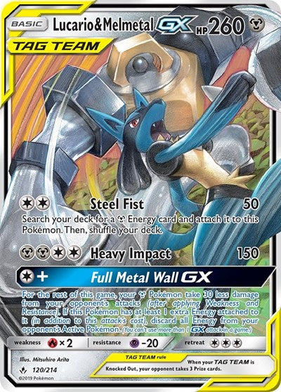 Lucario & Melmetal GX (SM - Unbroken Bonds) Near Mint Holofoil