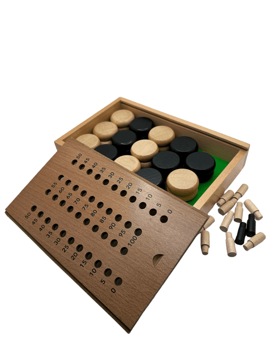ELITE Magnetic Clasp Storage Box With 2 Pegs; Scoring Track for Crokinole + 28 discs (2024 Version) - Nick Nack's Full Frontal Attack