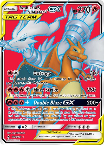 Reshiram & Charizard GX (Full Art) (SM - Unbroken Bonds) Near Mint Holofoil