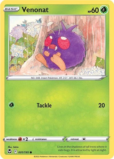 Venonat (SWSH12: Silver Tempest) Near Mint - Nick Nack's Full Frontal Attack