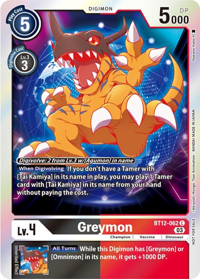 Greymon (Official Tournament Pack Vol.11) (Across Time) Near Mint Foil