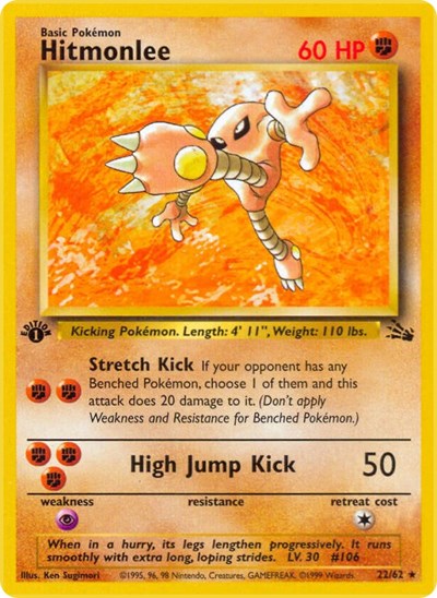 Hitmonlee (22) (Fossil) Light Play Unlimited