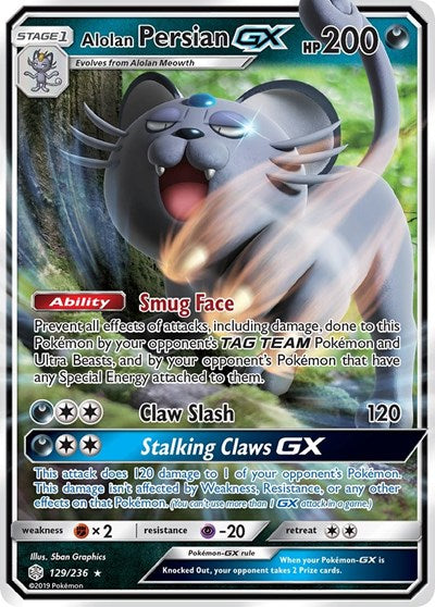 Alolan Persian GX (SM - Cosmic Eclipse) Near Mint Holofoil