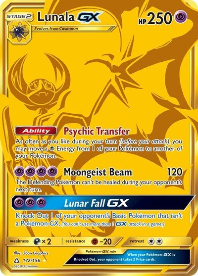 Lunala GX (Secret Rare) (SM - Ultra Prism) Near Mint Holofoil - Nick Nack's Full Frontal Attack