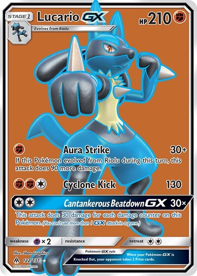 Lucario GX (Full Art) (SM - Forbidden Light) Near Mint Holofoil