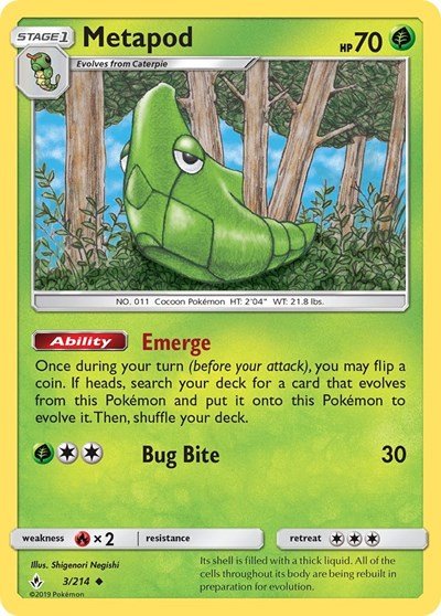 Metapod (SM - Unbroken Bonds) Near Mint - Nick Nack's Full Frontal Attack