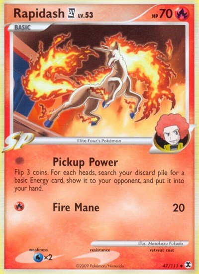 Rapidash E4 (Rising Rivals) Damaged / Poor Reverse Holofoil - Nick Nack's Full Frontal Attack