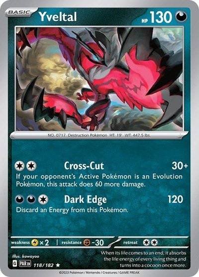 Yveltal - 118 (Scarlet and Violet: Paradox Rift) Near Mint Holofoil - Nick Nack's Full Frontal Attack