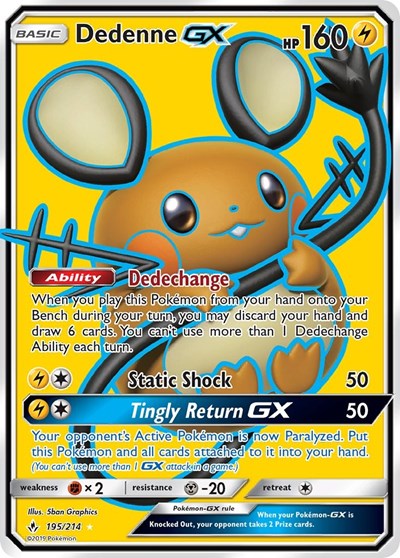 Dedenne GX (Full Art) (SM - Unbroken Bonds) Near Mint Holofoil