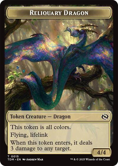 Reliquary Dragon / Dragon (0011) Double-Sided Token (Tarkir: Dragonstorm) Near Mint - Nick Nack's Full Frontal Attack