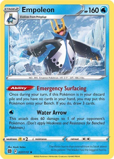 Empoleon (SWSH09: Brilliant Stars) Near Mint Holofoil - Nick Nack's Full Frontal Attack