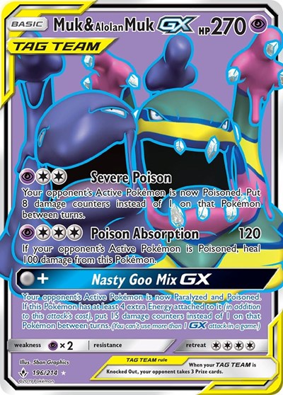 Muk & Alolan Muk GX (196) (Full Art) (SM - Unbroken Bonds) Near Mint Holofoil