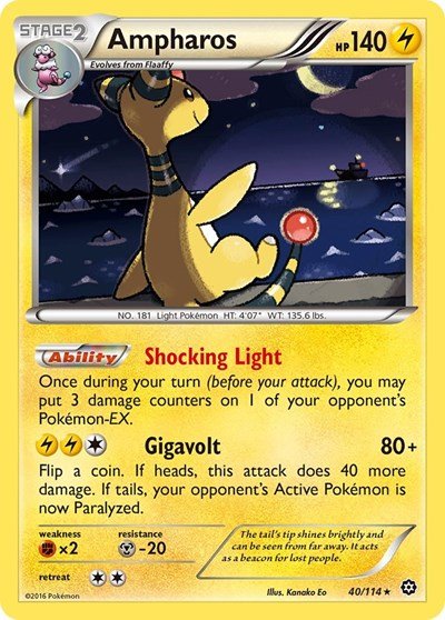 Ampharos (XY - Steam Siege) Near Mint Reverse Holofoil - Nick Nack's Full Frontal Attack