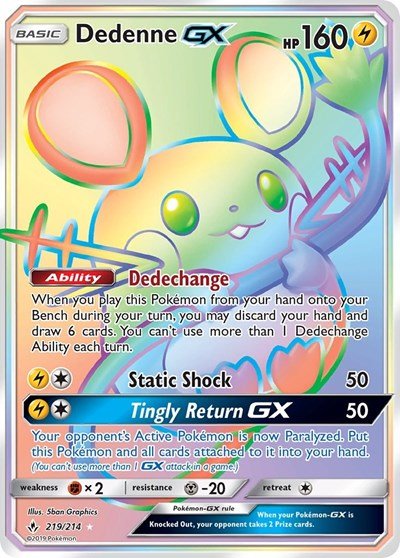 Dedenne GX (Secret) (SM - Unbroken Bonds) Near Mint Holofoil - Nick Nack's Full Frontal Attack