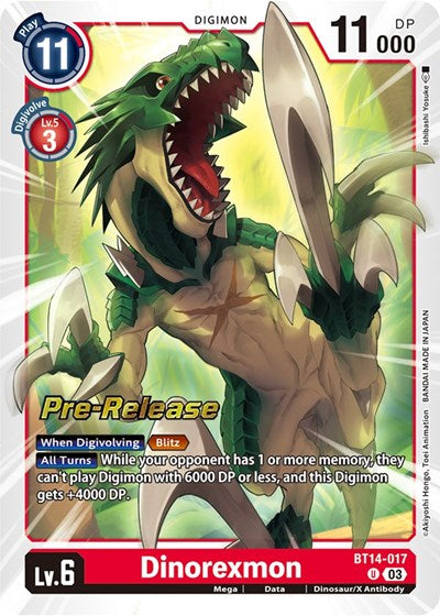 Dinorexmon (Blast Ace Pre-Release Cards) Near Mint Foil