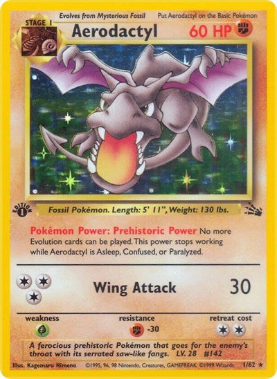 Aerodactyl (1) (Fossil) Heavy Play Holofoil Unlimited - Nick Nack's Full Frontal Attack