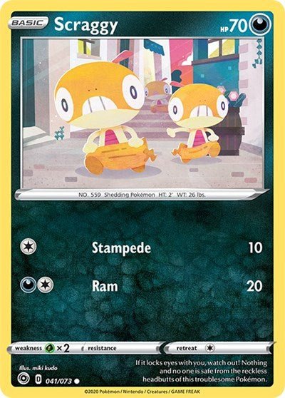 Scraggy (Champion's Path) Near Mint - Nick Nack's Full Frontal Attack