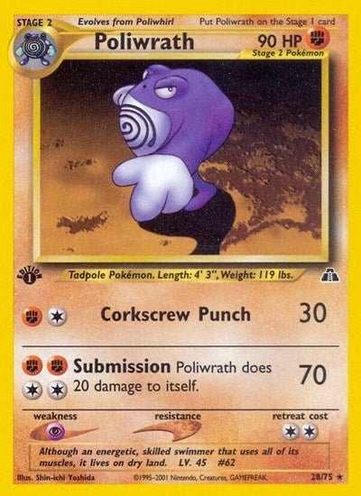 Poliwrath (28) (Neo Discovery) Light Play 1st Edition - Nick Nack's Full Frontal Attack