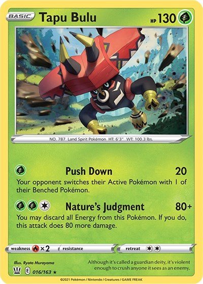Tapu Bulu (SWSH05: Battle Styles) Near Mint Holofoil - Nick Nack's Full Frontal Attack