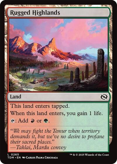 Rugged Highlands (Tarkir: Dragonstorm) Near Mint - Nick Nack's Full Frontal Attack