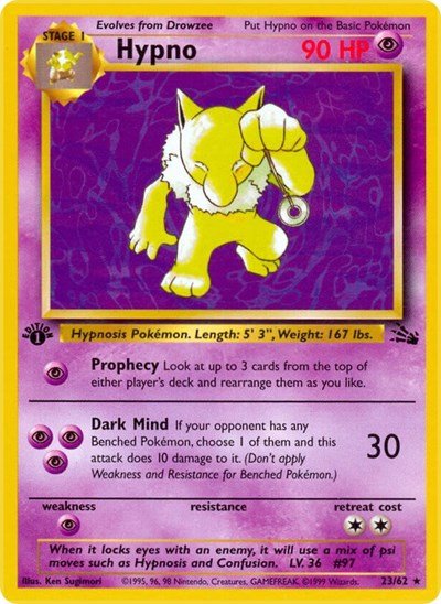 Hypno (23) (Fossil) Medium Play Unlimited - Nick Nack's Full Frontal Attack