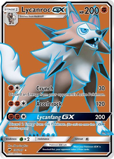 Lycanroc GX (Full Art) (SM - Burning Shadows) Near Mint Holofoil - Nick Nack's Full Frontal Attack