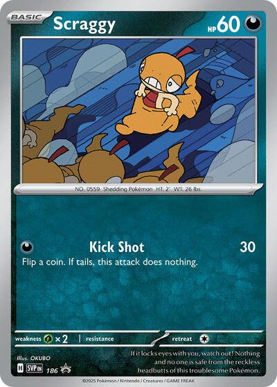 Scraggy - 186 (SV: Scarlet & Violet Promo Cards) Near Mint Holofoil - Nick Nack's Full Frontal Attack