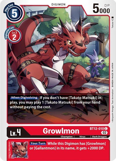 Growlmon (Across Time) Near Mint - Nick Nack's Full Frontal Attack