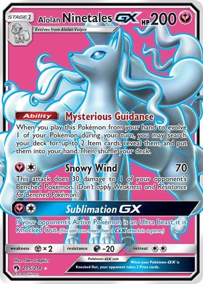 Alolan Ninetales GX (Full Art) (SM - Lost Thunder) Near Mint Holofoil - Nick Nack's Full Frontal Attack
