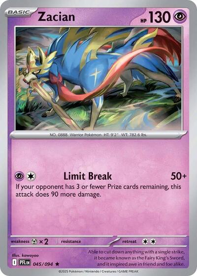 Zacian - 045 (ME02: Phantasmal Flames) Medium Play Holofoil - Nick Nack's Full Frontal Attack