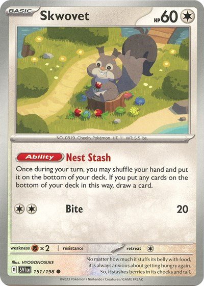 Skwovet - 151 (Scarlet and Violet: Base Set) Near Mint - Nick Nack's Full Frontal Attack