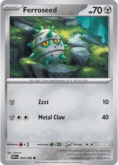 Ferroseed (SV: White Flare) Near Mint Reverse Holofoil - Nick Nack's Full Frontal Attack
