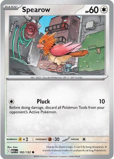 Spearow - 102 (ME01: Mega Evolution) Near Mint Reverse Holofoil - Nick Nack's Full Frontal Attack