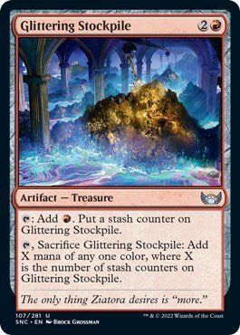 Glittering Stockpile (Streets of New Capenna) Near Mint - Nick Nack's Full Frontal Attack