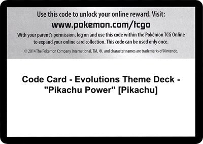 Code Card - Evolutions Theme Deck - Pikachu Power (Pikachu) (XY - Evolutions) Near Mint