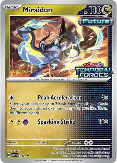 Miraidon - 092 (Prerelease) (Staff) (SV: Scarlet & Violet Promo Cards) Near Mint Holofoil