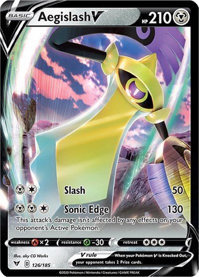 Aegislash V (SWSH04: Vivid Voltage) Near Mint Holofoil - Nick Nack's Full Frontal Attack