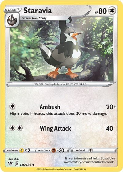 Staravia (SWSH03: Darkness Ablaze) Near Mint - Nick Nack's Full Frontal Attack