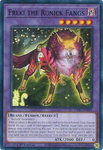 Freki the Runick Fangs (Darkwing Blast) Light Play 1st Edition - Nick Nack's Full Frontal Attack